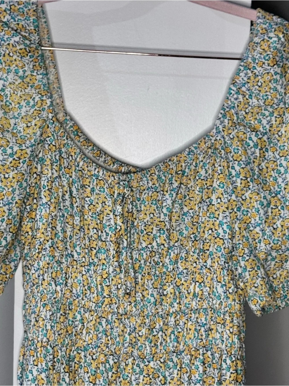 Faithfull the Brand Floral Puff Sleeve Mini Dress M US 6 Cottagecore